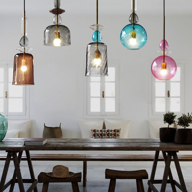 Ultra-Moderne Simplicity Candy Hanging Deckenleuchte Glasfederung Anhänger Licht für das Restaurant