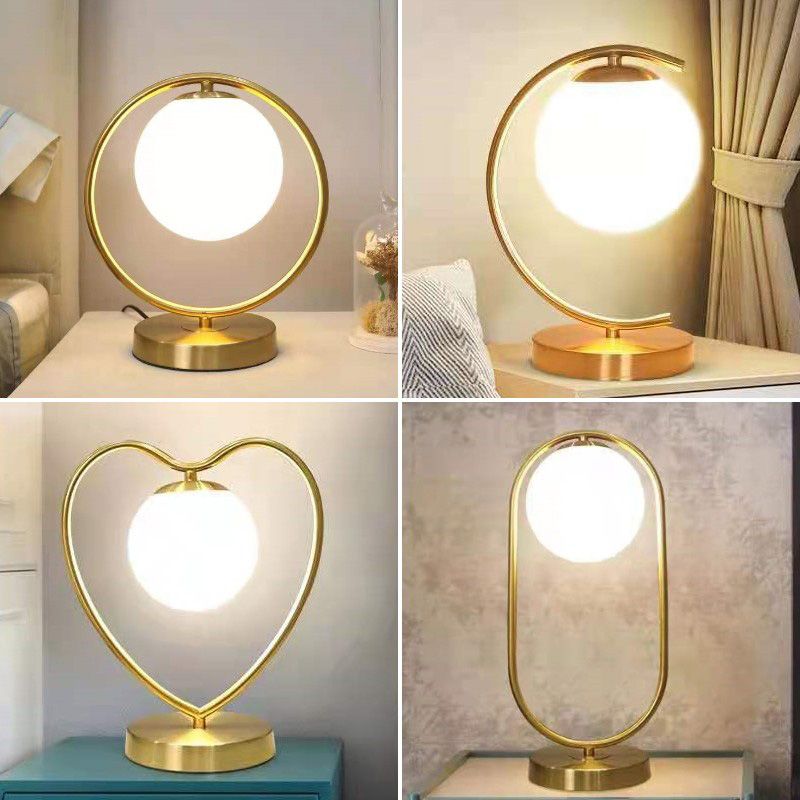 Milky Glass Ball Shade Nachttischlampe Einfachheit Single-Bulb-Tischlicht