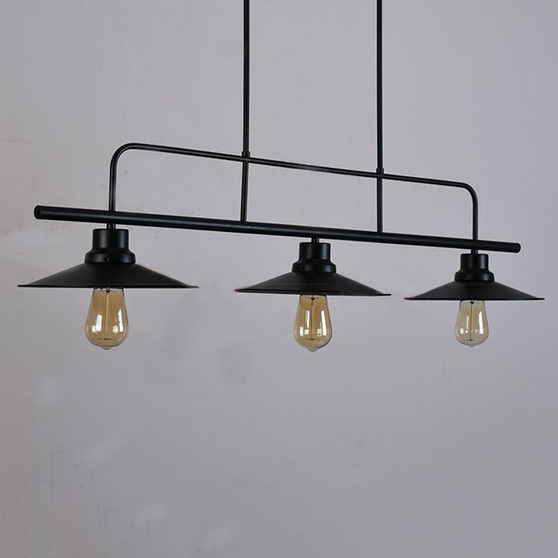 Metal 3 Lights Island Pendant Lighting Flared Industrial Island Light Fixtures for Dining Room