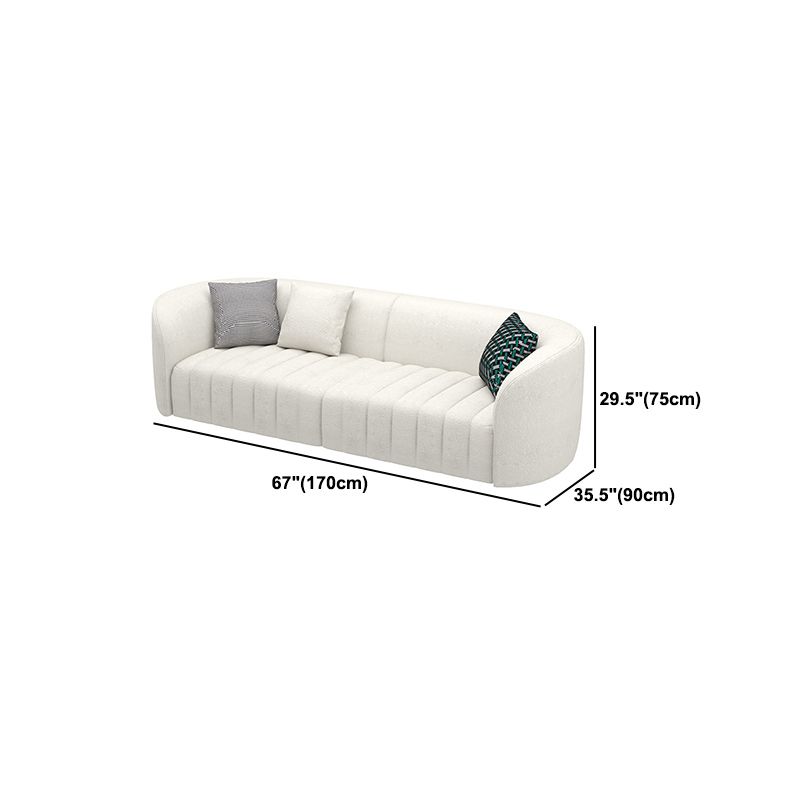 White Wool Curved Sofa Modern Sloped Arm Sofa for Living Room