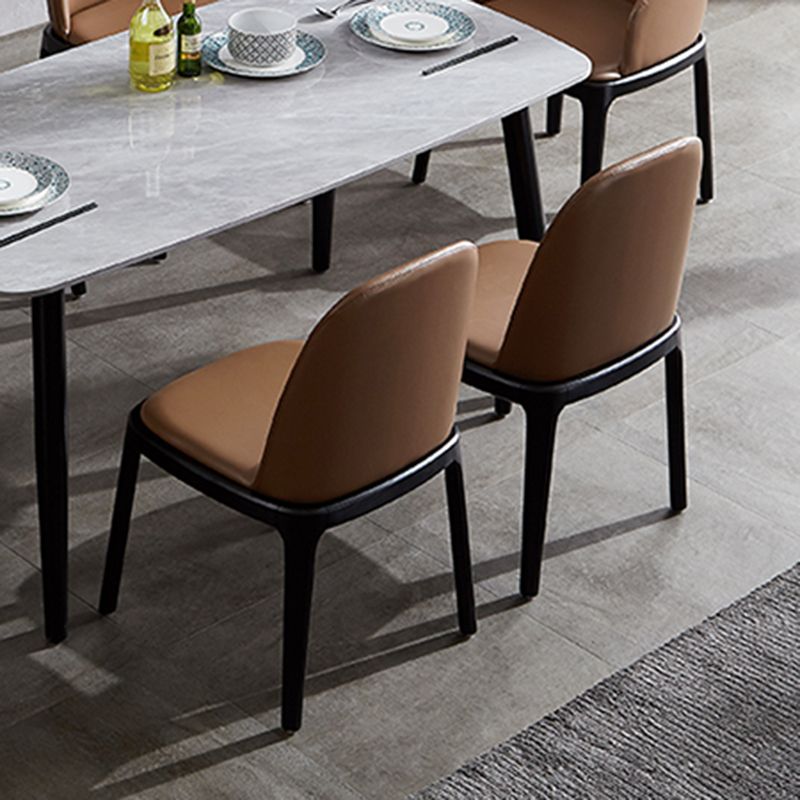 Sillas de comedor de madera de estilo moderno, silla sin brazos con respaldo sólido para cocina