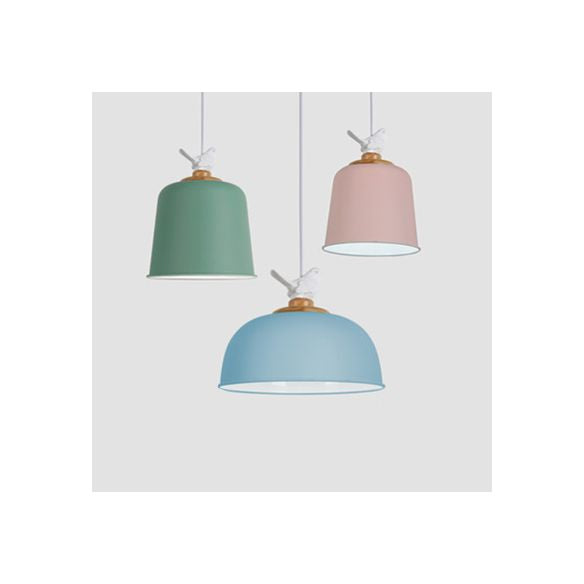 Macaron Stylish Suspension Light mit wenig Vogel Single Lampe 10/12 Zoll breit metallische Anhängerlampe für Kinderschlafzimmer