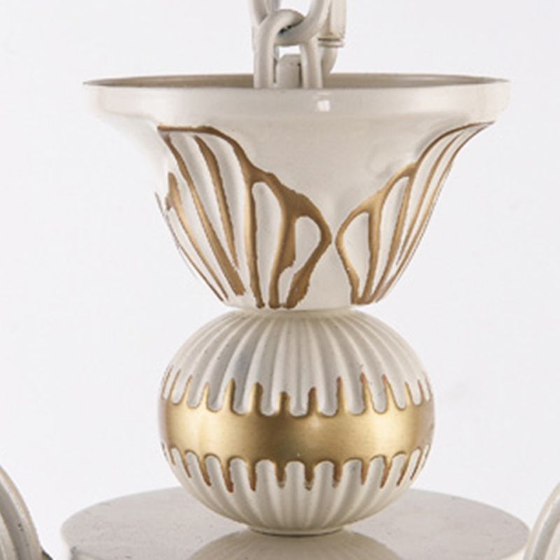 Stained Glass White and Gold Ceiling Chandelier Dome 3/5/9 Lights Tiffany Pendant Lighting