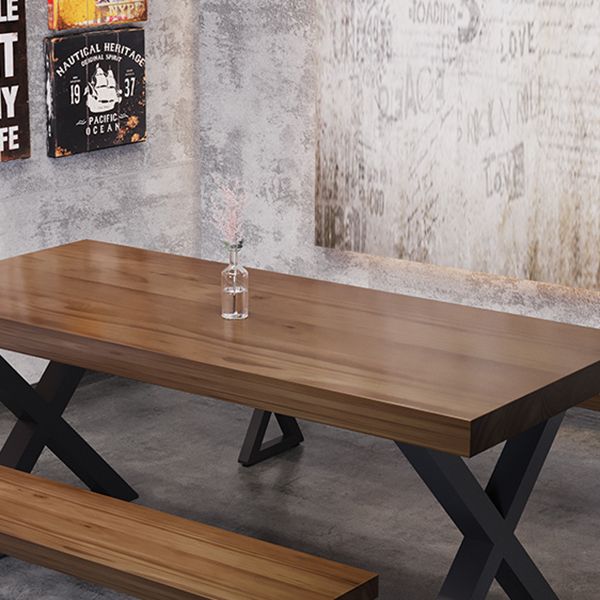 Mesa industrial de madera maciza para comedor, mesa de cocina, mesa con base de trineo rectangular para comedor