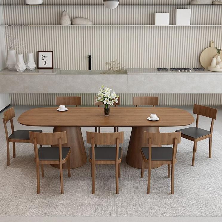 Pine Solid Wood Dinner Table Contemporary Style Brown Dining Table for Home Kitchen Dinner