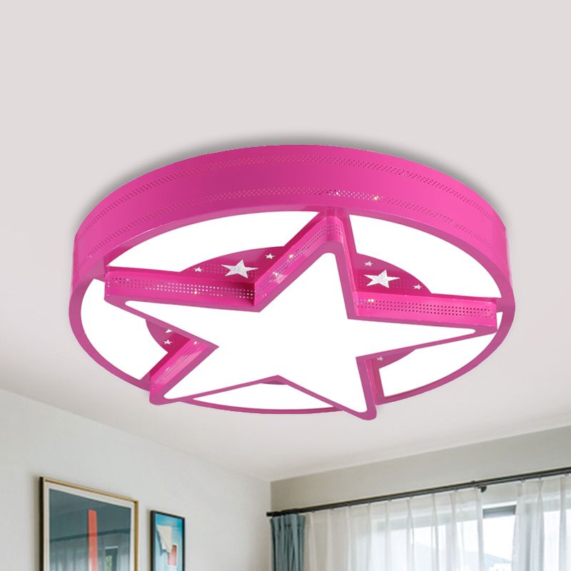 Contemporary Circle Flush Mount Light with Star Metal & Acrylic Ceiling Lamp for Bathroom