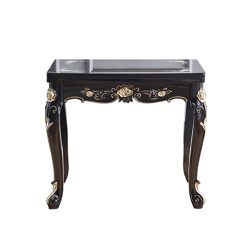 Glam Foldable Rectangle Dining Table Glass Tabletop with Wood Legs