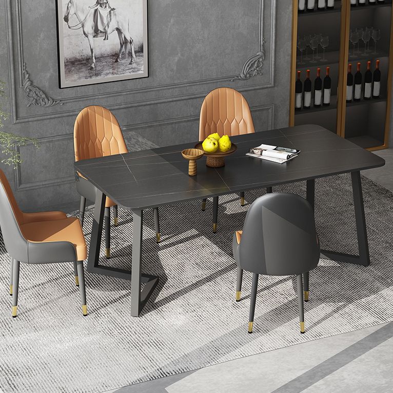 Modern Black Dining Table Set 1/2/5/7 Pieces Metal Dinette Set for Home