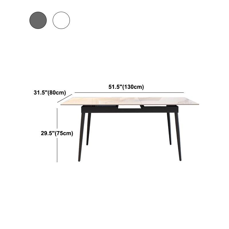 Rectangular Sintered Stone Dining Table Modern Extendable Table with 4 Legs