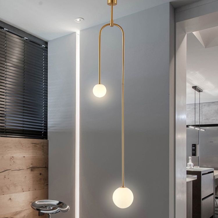 Glass Ball Shade Hanging Light Contemporary Pendent Lighting Fixture for Drawing Room