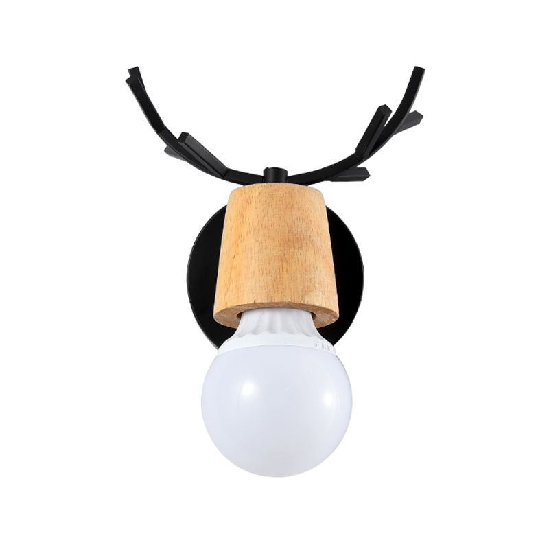 Shadeless Wooden Wall Lamp Fixture Nordic 1 Head Adjustable Wall Light for Bedroom