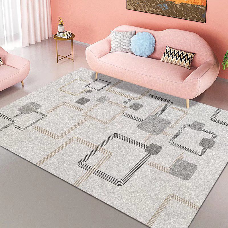 Pink Modern Rug Polyester Color Lump Rug Stain Resistant Rug for Living Room