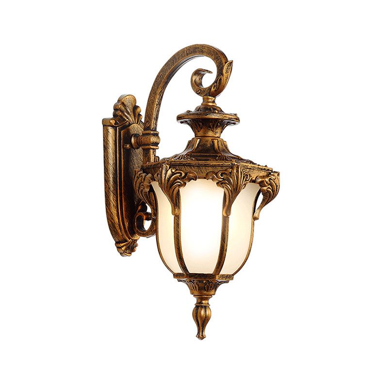 Bell Shade Frost Glass Wall Mount Light Vintage 1-Light Outdoor Wall Lighting Fixture