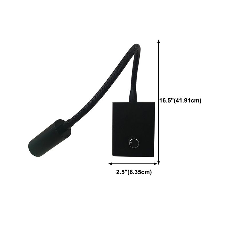 1 Light Square Wall Sconces Modern Style Metal Wall Mounted Reading Lights in Black