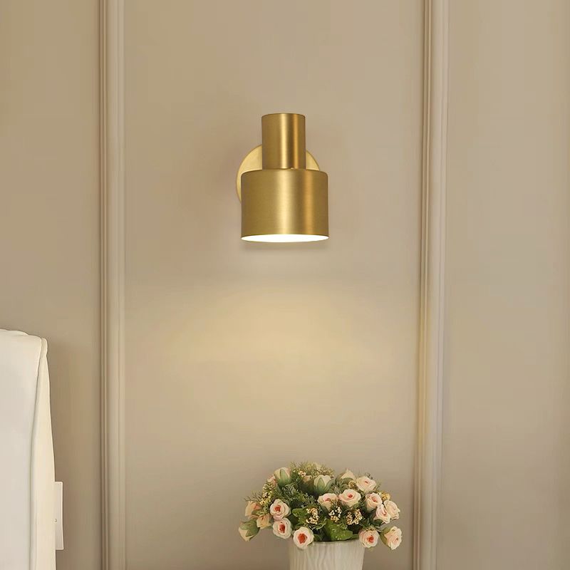 Moderne Stilzylinderwand montiertes Metallmetall 1 Lichtwandmontierte Beleuchtung in Gold