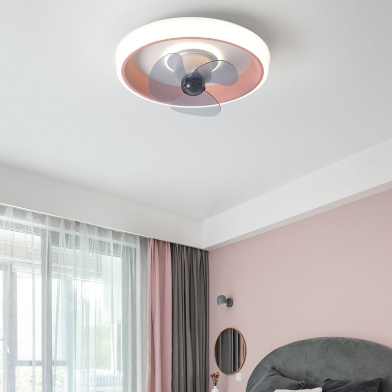 Modern Style Round Ceiling Fan Light Metal Single Light LED Flush Light