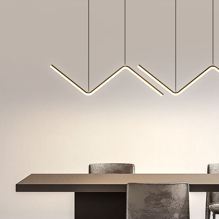 Nordic Minimalist Rectilinear Chandelier Lamp Metal Hanging Pendant Lights for Restaurant