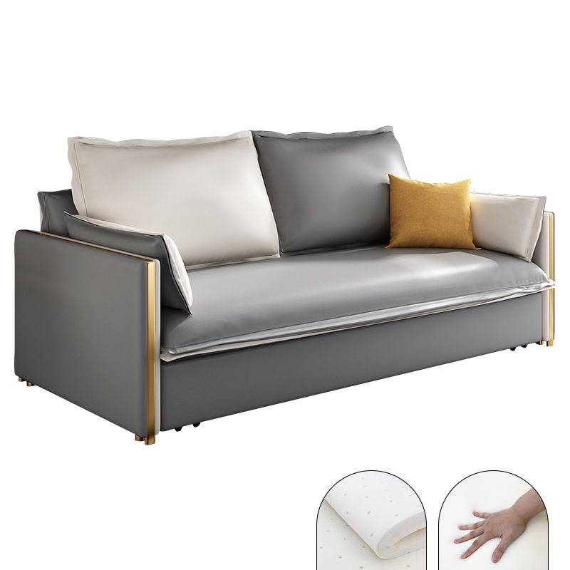 31" Wide Glam Futon Sofa Bed Gray Futon Sleeper Sofa with Storage