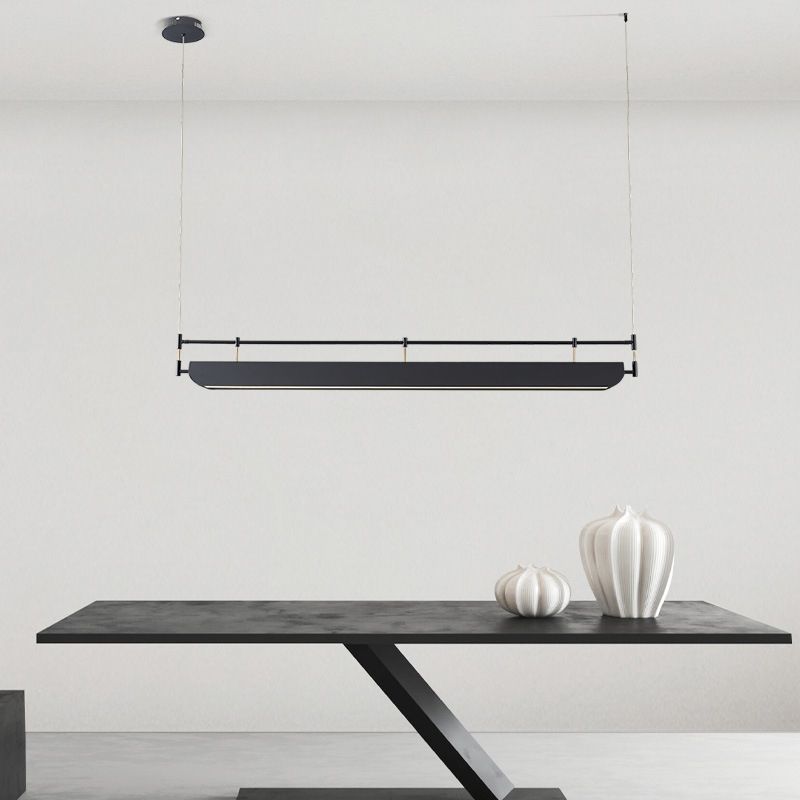 Black Modern Pendant Light Rectangle Shape Island Light with Acrylic Shade for Living Room