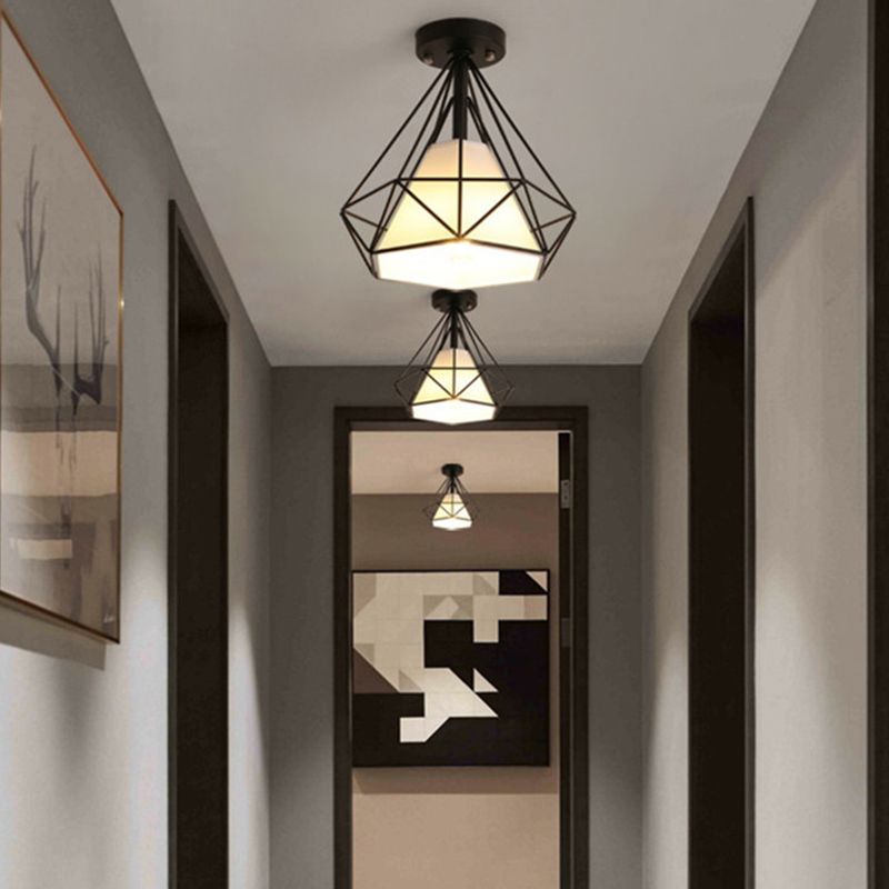 Industrial Style Geometry Shape Ceiling Light Metal 1 Light Ceiling Light for Restaurant