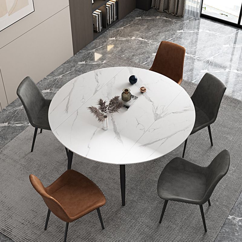 Modern Dining Table Round Extendable 51-inch Diameter Dining Table for Dining Room