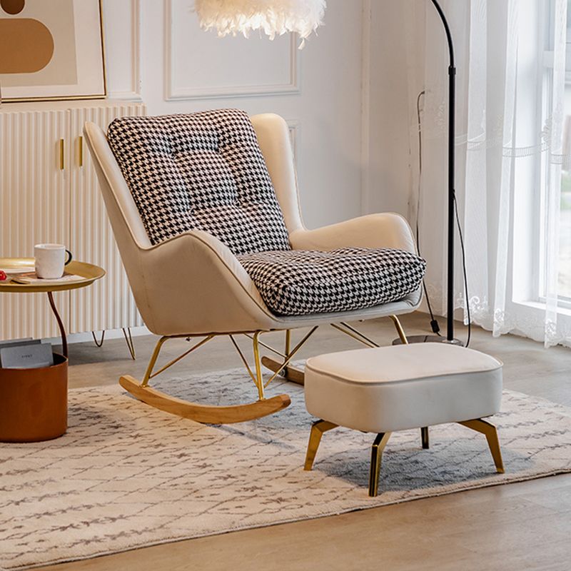 Modern Upholstered Rocker Chair Metal Frame Friction Resistant Rocker Chair for Home