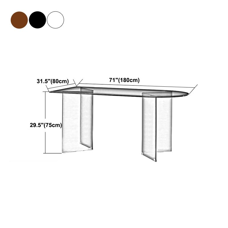 Glass Contemporary Free Form Dining Table Clear Glass Top Table for Dining Room