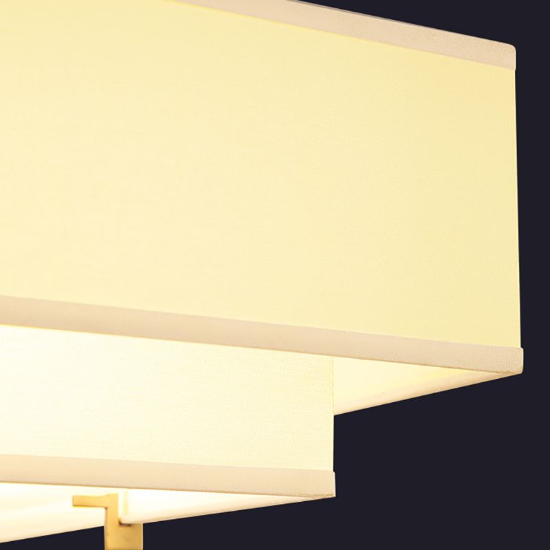 Brass Geometric Pendant Lamp Classic Fabric Chandelier for Living Room