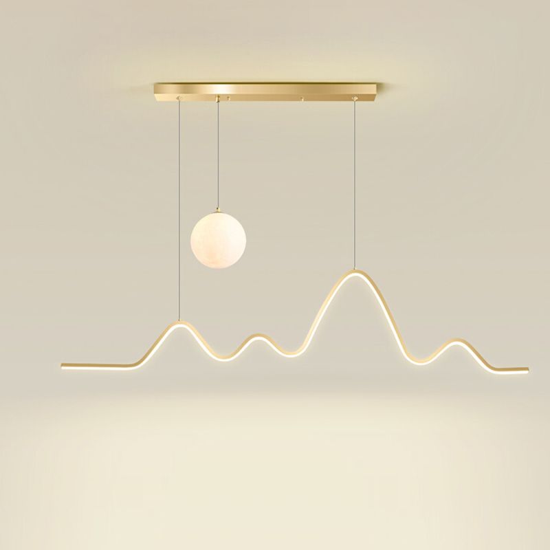 Modern Metal Pendant Light Linear Shape Island Light with Silicone Shade for Living Room