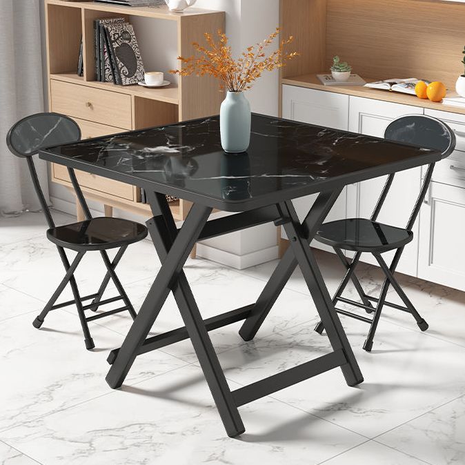 Set da pranzo in legno in stile moderno con dinette a forma quadrata con doppio tavolo a piedistallo
