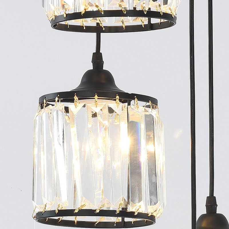 Kristallschwarzes Anhänger Licht in moderner Luxusstil Eisenzylindroid -Hängslampe für Innenräume