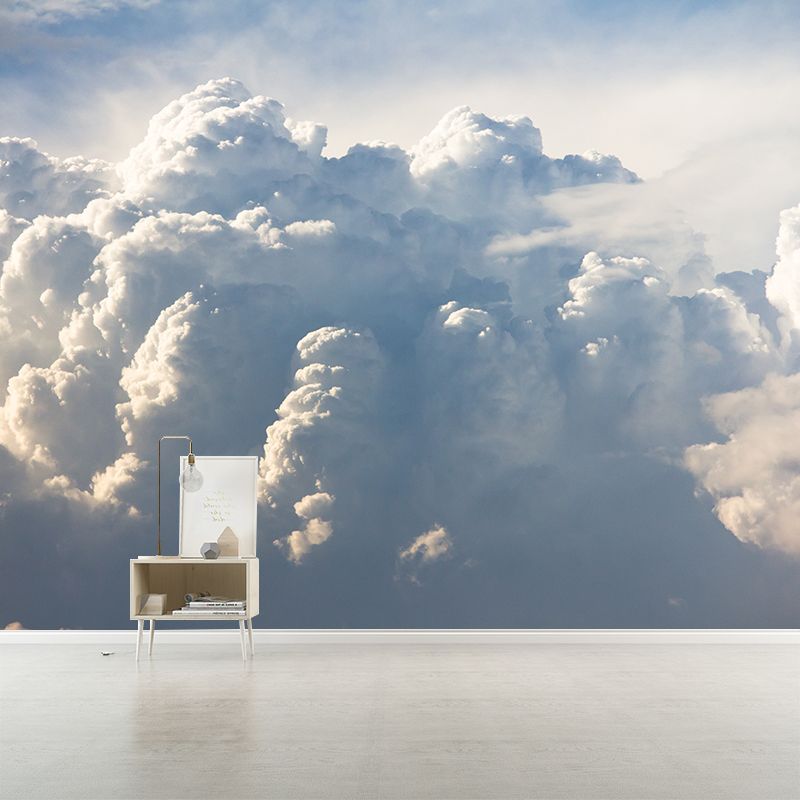 Sky Cloud Wall Mural Decal Moisture Resistant Home Decor in Light Color