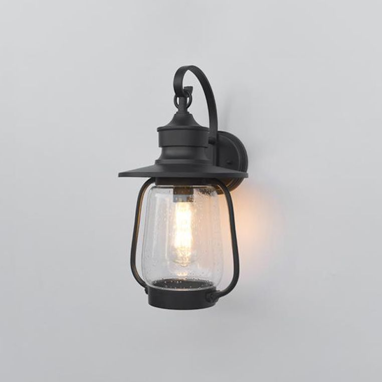 Glass Geometric Shade Wall Lighting Industrial Style 1 Light Wall Mounted Light Fixture in Black