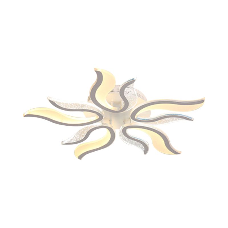 Creative Modern Flame Flower Ceiling Fixture Acrylic Bedroom LED Semi Flush Mounted Lamp in Warm/White Light, 31.5"/39"/49" Wide