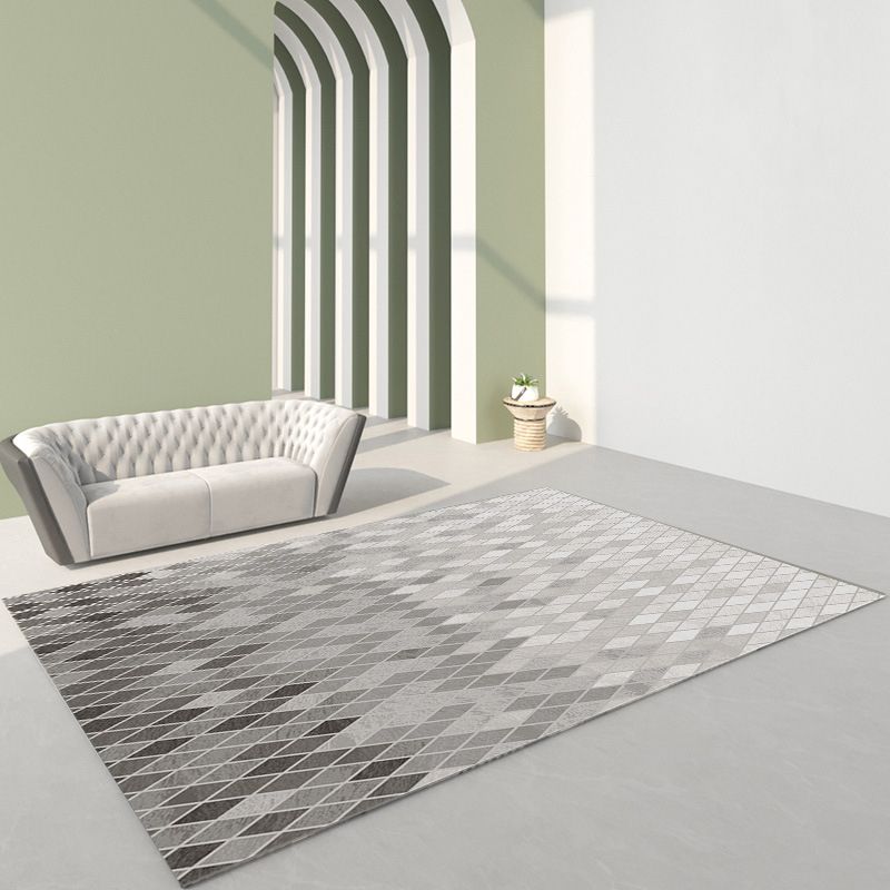 Gray Modern Rug Polyester Industrial Rug Non-Slip Backing Rug for Drawing Room