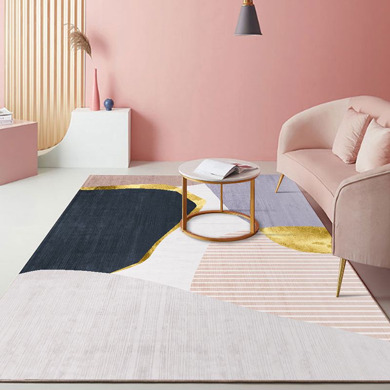 Atrovirens Pattern Rug Polyester Modern Rug Non-Slip Backing Rug for Living Room