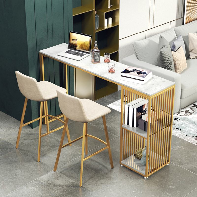 Glam Rectangle Bar Table Set 1/3 Pieces Faux Marble Pub Set for Dining Room