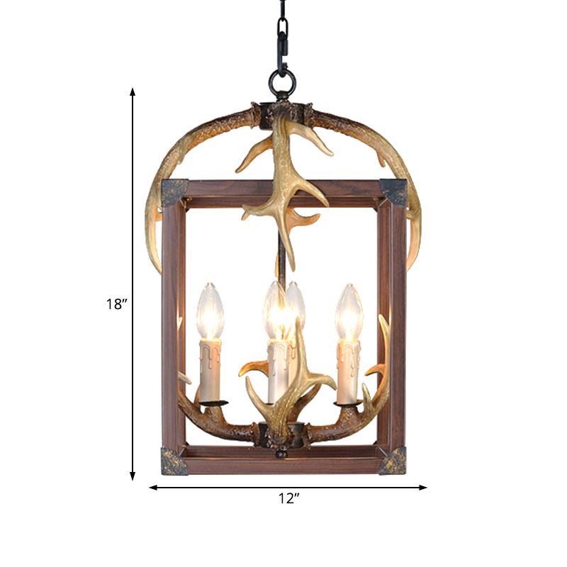 Crame de rectangle brun rouge Éclairage du pendentif métal rustique 4/8 lumières Lautres à manger lampe de lustre