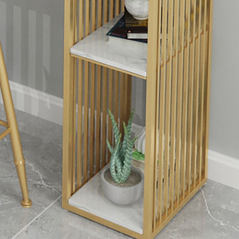 Glam Stone Bar Counter Table Rectangle Bar Counter Table with Metal Legs for Kitchen