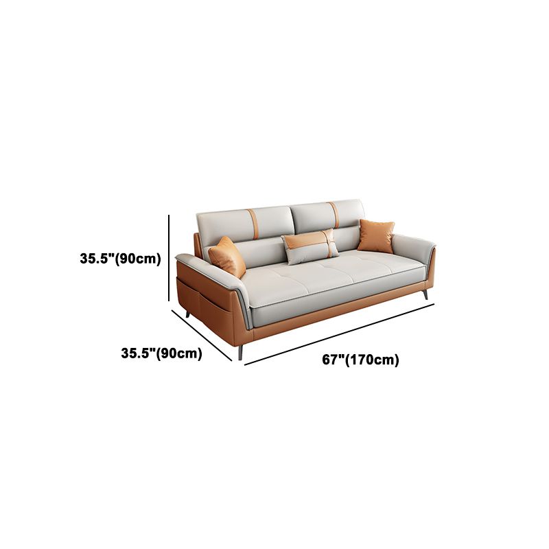 Slipcovered Stationary Stain Resistant Faux Leather Square Arm Sofa