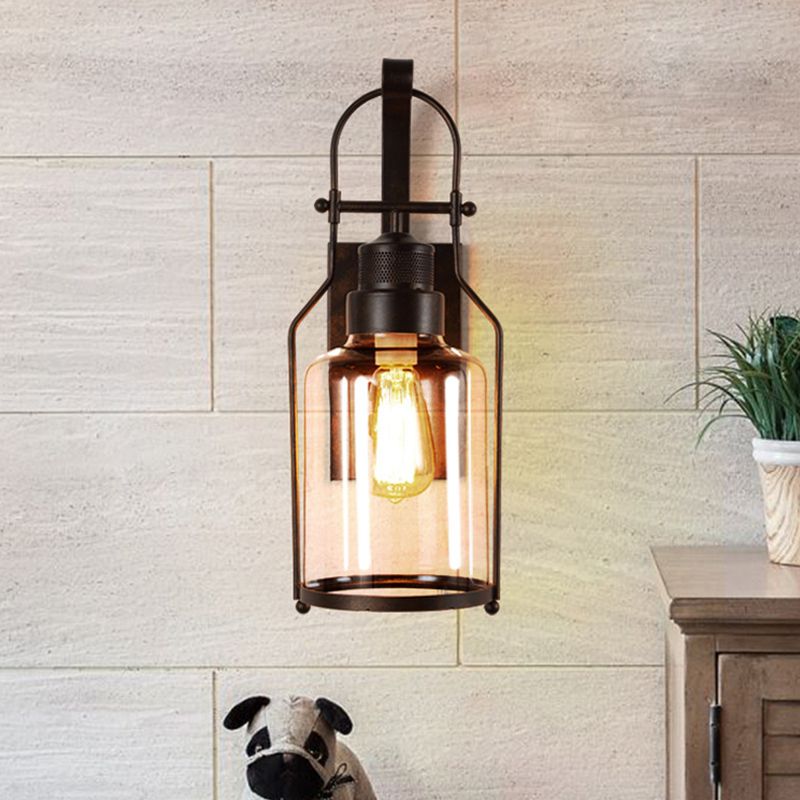 1 Light Metal Wall Light Sconce Industrial Cylindrical Hall And Foyer Wall Mounted Light Fixture
