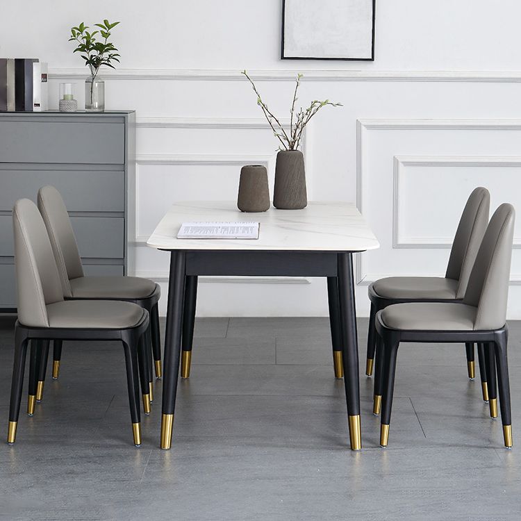 Minimalist Sintered Stone Extendable Dining Set Rectangle Shape White Dining Set for Kitchen