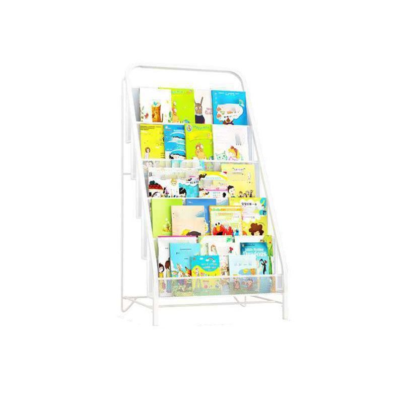 Industrial Iron Ladder Bookshelf White and Black Closed Back Bookcase for Home