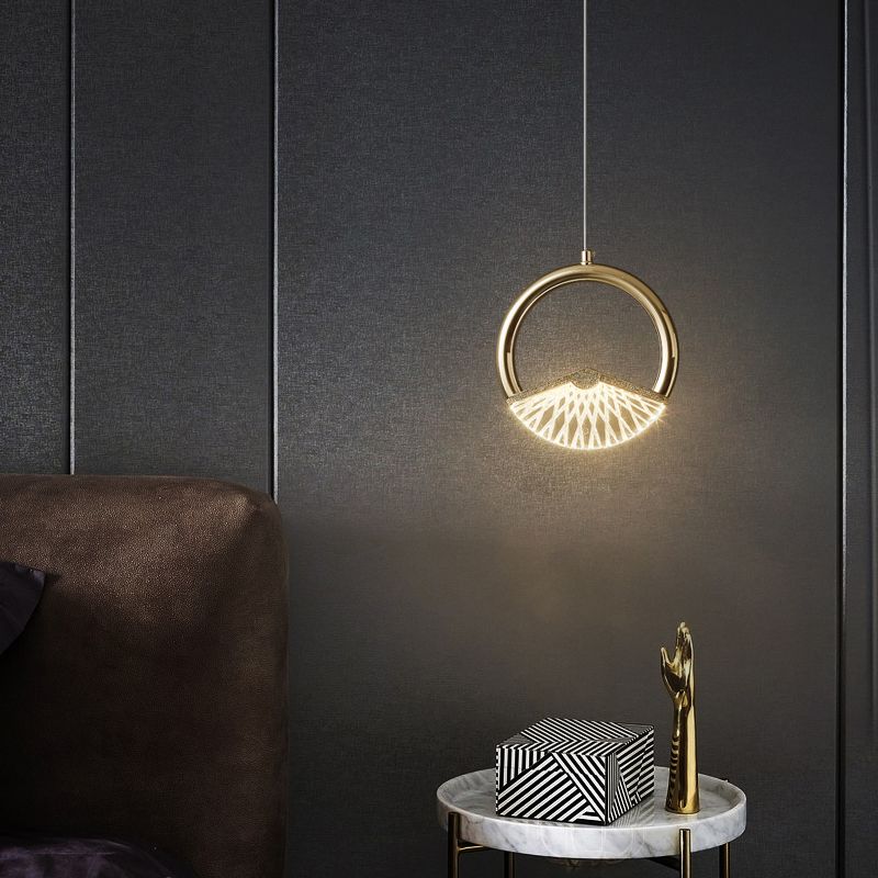 Einfachheit geführte Beleuchtung Anhänger Messingring Hängende Lampe mit Kunstkristallschatten