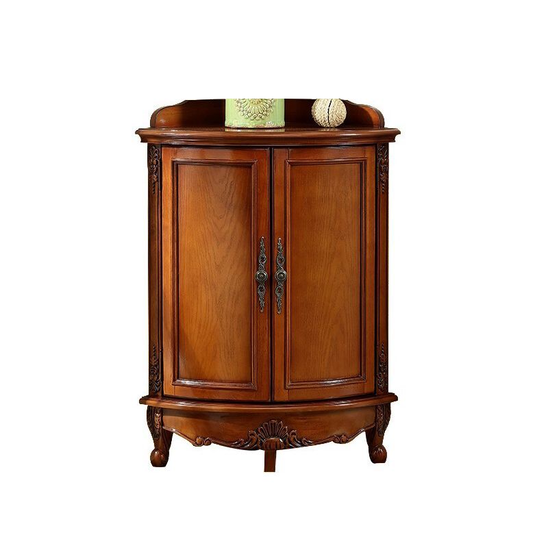 38.58"/47.24" Tall Brown Corner Cabinet , Wooden Storage Cabinet