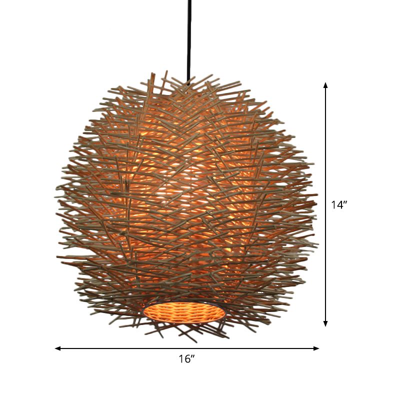 1 bulbo de techo artesanal de ratán chino accesorio de iluminación suspendida en beige