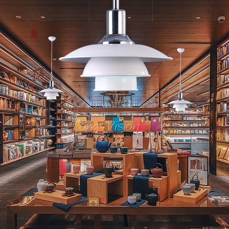 Wit metaalvliegende schotel Hangende licht 1 lichte Noordse stijl hangende lamp voor restaurant