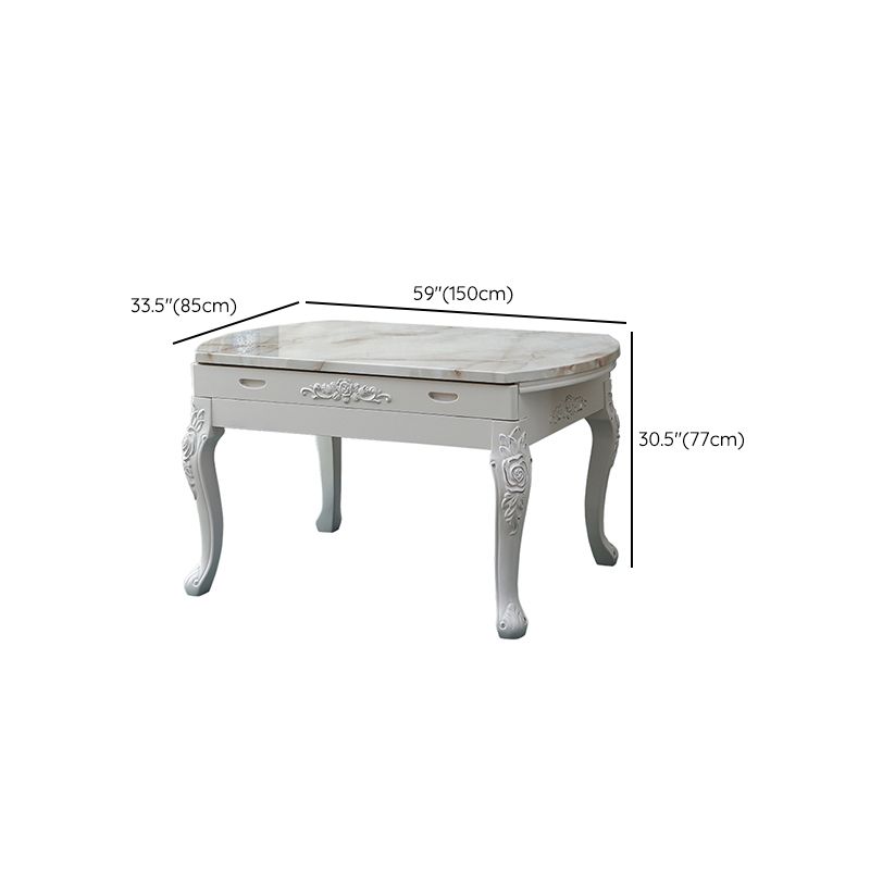 Glam Kitchen Table with Faux Marble Top Solid Wood Legs for Home