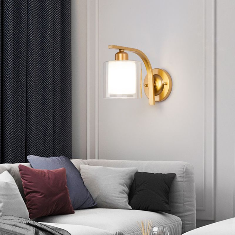 Zeitgenössische klare Glas Wandleuchte 1 Kopfmetallwandlicht für Wohnzimmer