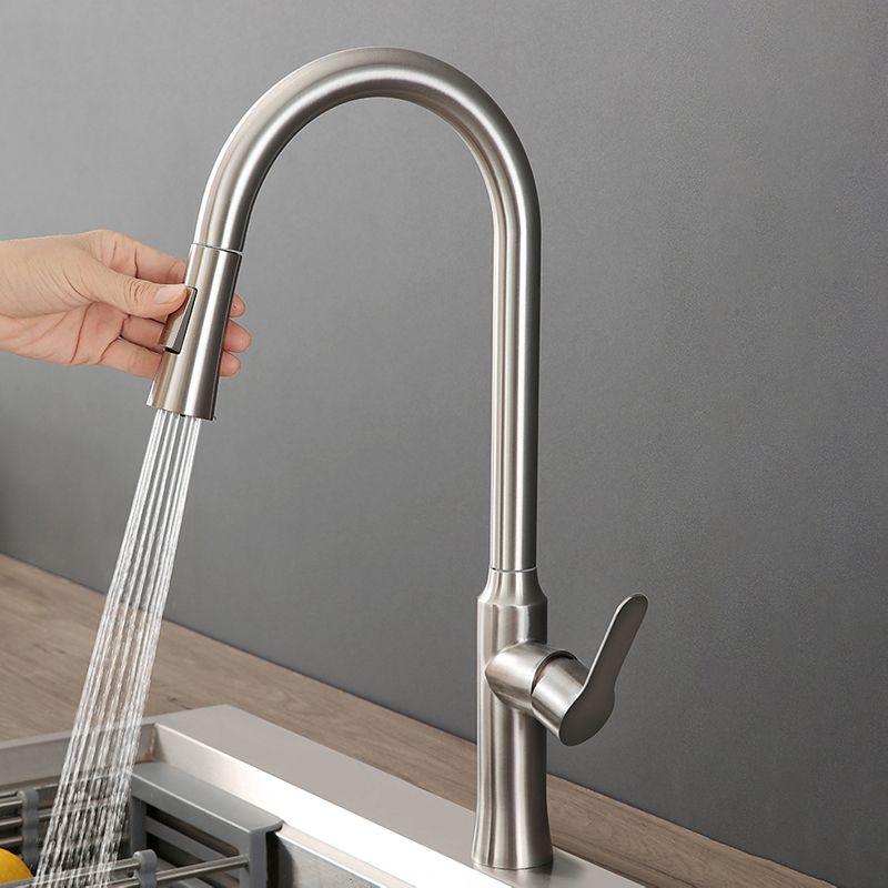 Contemporary Kitchen Faucet High Arch No Sensor with Pull Down Sprayer